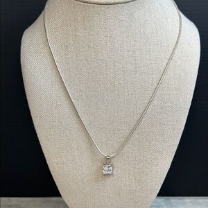 925 Sterling Silver Necklace with Square CZ Pendant
